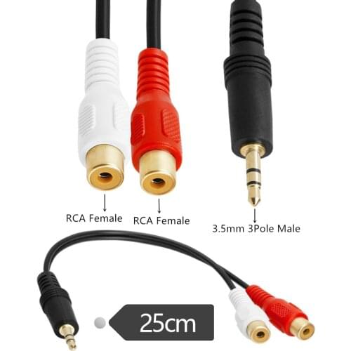 ERE 3.5mm Mini Plug to 2 RCA Jack Gold Plated Y Adapter, 3.5mm Male to 2 RCA Female Jack Stereo Audio Cable