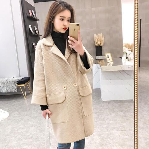 Fashion Office Lady Long Women Wool Coat Solid Slim Winter Jacket Single Breasted Cashmere Coat