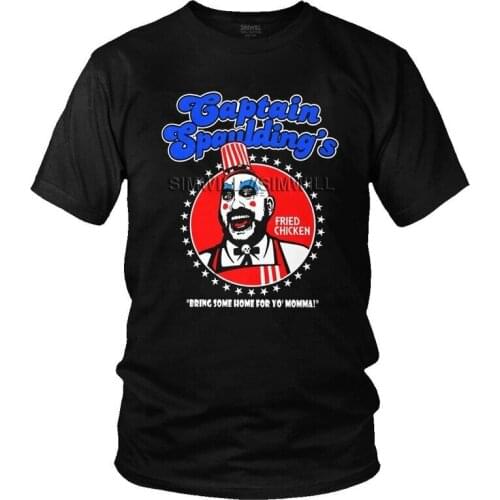 Captain Spaulding Tshirt Fried Chicken And Gasoline SFC T Shirt Men Short Sleeve Cotton T-shirt House of 1000 Corpses Tees Top