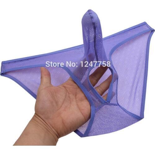 Men Jacquard Briefs Long Pouch Male Lace Nuts Out Briefs Bikini gay men Briefs jock strap underwear