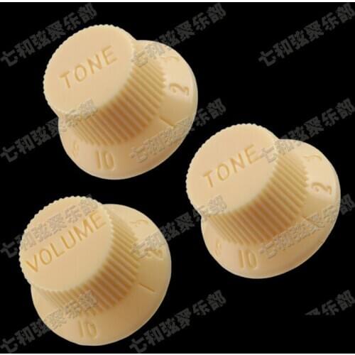 A set 3 Cream Guitar Speed Control Knobs for Electric Guitar (1 Volume & 2 Tone) (Figures do not fill color)