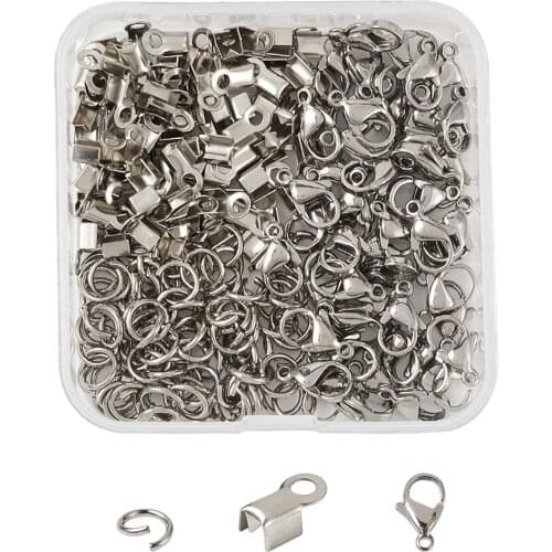 Jewelry Findings Sets Fold Over Crimp Cord Ends/Lobster Claw Clasps /Jump Rings For Jewelry DIY Making Accessories Set