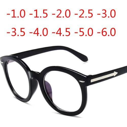 New Arrow Myopia Glasses For Sight Women Men Round Frame Rivets Nearsigted Spectacles Shortsighted Eyeglasses -1.0 -1.5 To -6.0