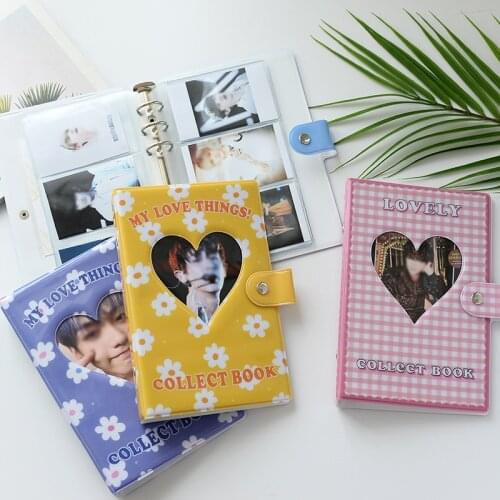 A6 Cover Photo Album 25 Inner Pages Binder Holds 3 Inch Mini K-pop Star Card Collection Book Style Holder Album with Button