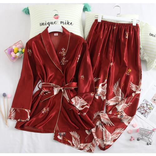 PKSAQ Women's Silk Pajamas