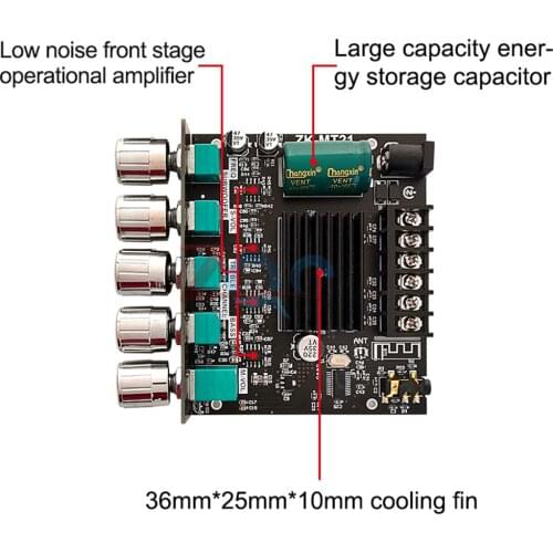 MT21 Subwoofer Amplifier Board Bluetooth 5.0 50WX2+100W 2.1 Channel Power Audio Stereo Amplifier Tone Board Bass AMP AUX 12V 24V