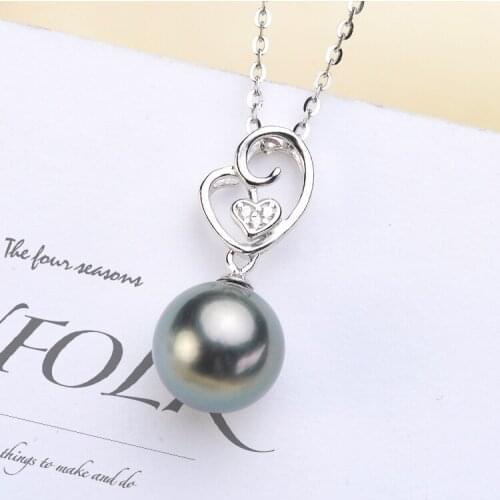 10Pcs/Lot Classic Heart Design Pearl Pendant Settings S925 Sterling Silver Pendant Holder Women DIY Pendant Jewelry Findings
