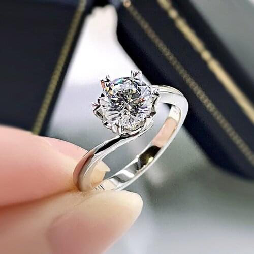 Real 925 Sterling Silver Simulated Moissanite Ring Trend White Colour Engagement Design Rings For Women Wedding Jewelry