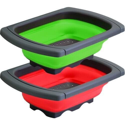 Foldable Drain Folding Baskets Collapsible Kitchen Strainer Noodles Fruit Vegetable Washing Strainers Bowl with Kitchen