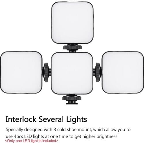 Andoer Mini LED Video Light Photography Fill-in Lamp 6500K Dimmable 5W with Cold Shoe Mount Adapter for Canon Sony DSLR Camera