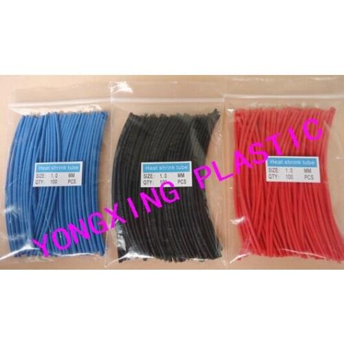 300pcs/lot 1.0mm heat shrink tube assortment shrink ratio 2:1 3 color 1 size for wire cable insulation sleeve