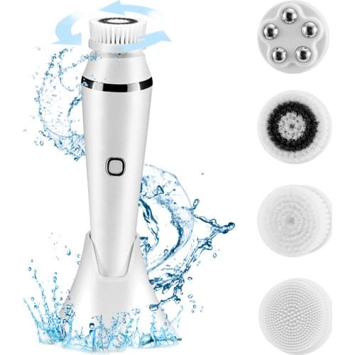 USB Rechargeable Electric Silicone Facial Cleansing Brush Face roller Massager Blackhead Remover Pore Cleaner Face Washing