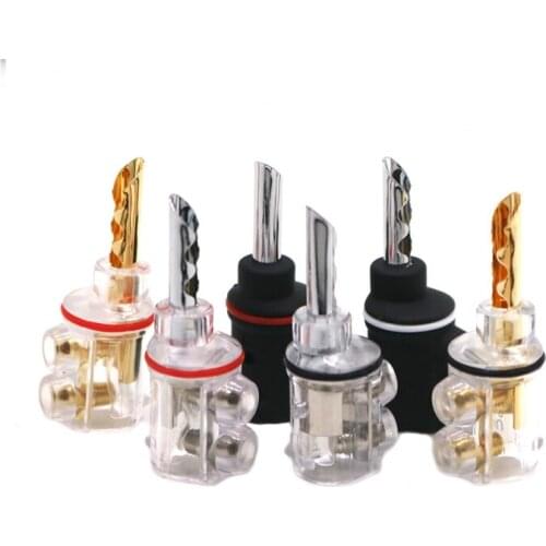 Hi-end Brass Rhodium Plated Black Shell Audio Video Speaker Connector 8mm Banana Plug Jack