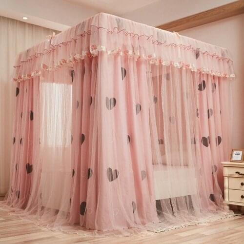 Love curtain home bedroom floor-to-ceiling shade bed court mosquito net 1.5m bed princess yarn belt bracket bed room decoration