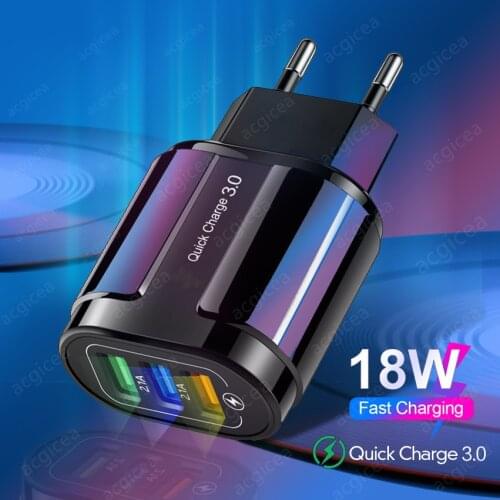 Quick charge 3.0 4.0 3 ports usb charger universal wall fast charging mobile phone tablet chargers for iphone 11 samsung charger