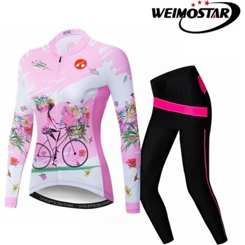 2019 Women Winter Long Sleeve Cycling Jersey Sets MTB Cycling Clothing Wear Mountain Road Bike Jersey quick Dry Bicycle Jerseys