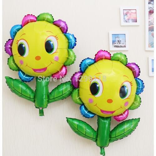 1pcs New Arrival Sunflower Helium Foil Balloons Smile Face Birthday Party Decorations Globos Party Suppliers Kids Toys