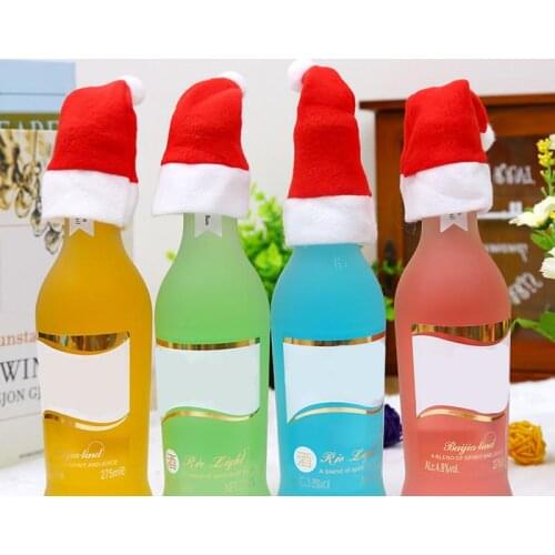 1Pcs Mini Santa Claus Hat Wine Bottle Caps Christmas Gift Caps Xmas New Year Tree Christmas Hat Christmas Decorations For Home