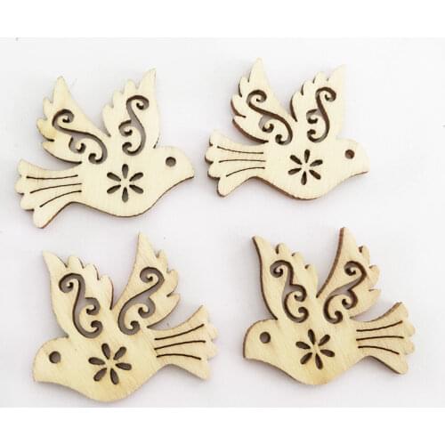 10/20/50pcs Laser Cut Wood Scrapbooking Peace Pigeon Embellishment Wooden Birds Handcrafts Party Wedding Decoration Craft Wood
