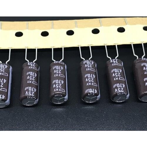 10pcs 470uF 25V NIPPON NCC KY Series 8x20mm Low impedance ESR Long Life 25V470uF Aluminum Electrolytic Capacitor