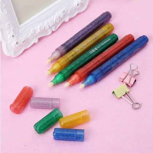 5Pcs Magic Glitter Marker Pen Bright Sparkling Color Drawing Painting Stationery JUN-28A