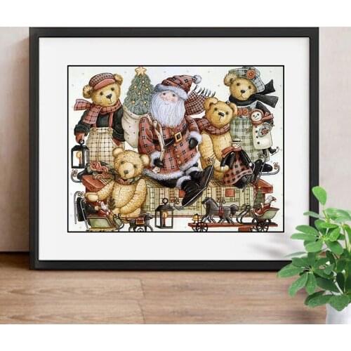 Diamond Embroidery Santa Claus Full Drill Square Diamond Painting Christmas Teddy Bear Diamond Mosaic Home Decor