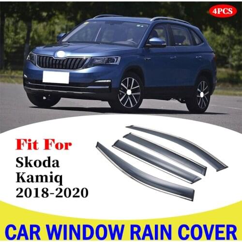 Car window deflectors wind deflector sun guard rain vent visor cover trim car accessories For Skoda Kamiq Car window rain cover
