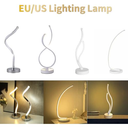 White Warm Light Living Room Reading Modern Spiral LED Table Light Acrylic Metal Bedside Decorative Lighting Lamp