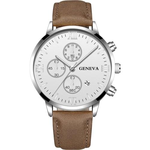 Fashion Geneva Men Date Alloy Case Synthetic Leather Analog Quartz Sport Watch Male Clock Top Brand Luxury Relogio Masculino