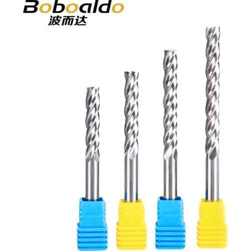 Boboaldo 1PC 6mm 4 Flute Spiral End Mill straight shank milling cutter CNC Router Bits For Wood Tungsten Carbide Milling tool