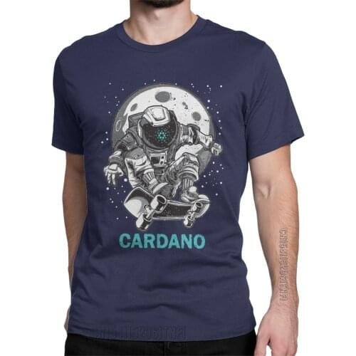 Casual Cardano To The Moon T-Shirt For Men Crewneck Cotton T Shirt Crypto Bitcoin Classic Short Sleeve Tee Shirt Unique Tops