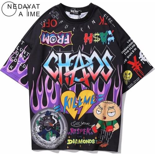 Graffiti Print T-Shirt Punk Gothic Symbol Sign Printed Tshirts Men Harajuku Funny Tees Summer Hip Hop Short Sleeve Streetwear