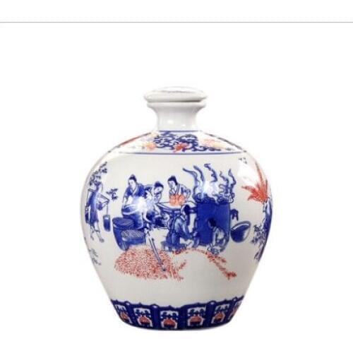 Figure sealed canister to wine Store it ceramic bottle White wine with five catties medicine wine brewed wine jar