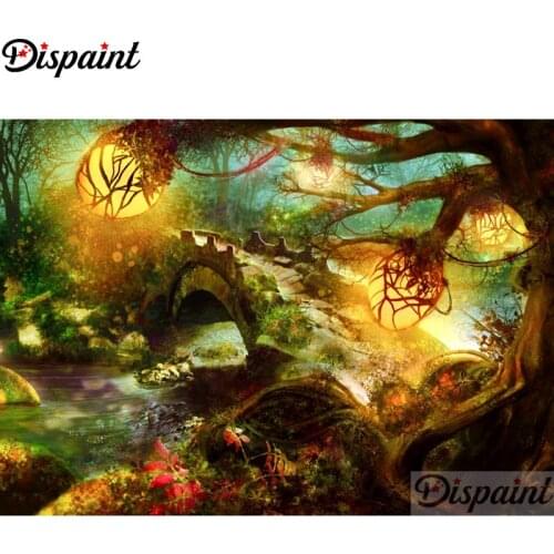 Dispaint Full Square/Round Drill 5D DIY Diamond Painting "Tree bridge" Embroidery Cross Stitch 3D Home Decor A12971