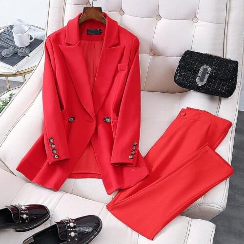 Elastic High Waist Buttons Casual Blazer Pants Suits Women Streetwear Office Blazer Female Summer New Fashion Long Pants 5XL