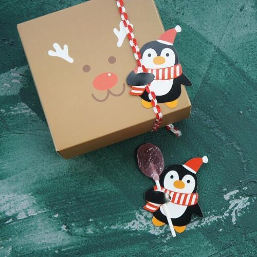 New 100pcs Lollipop Cover Penguin Design Children Birthday Wedding Candy Decorate Holiday Christmas Gift Use Good Quality