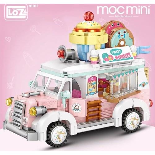 LOZ Mini Fruit cart dessert driver push food truck Blocks building Plastic Assembly Blocks Children Toy DIY Architecture Model