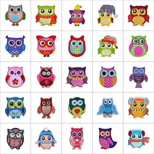 Cartoon Bird Ironing Patches for Clothing Embroidered Owl Patch Iron on Clothes Children Kid Applique Sew on Stickers Bag Badges