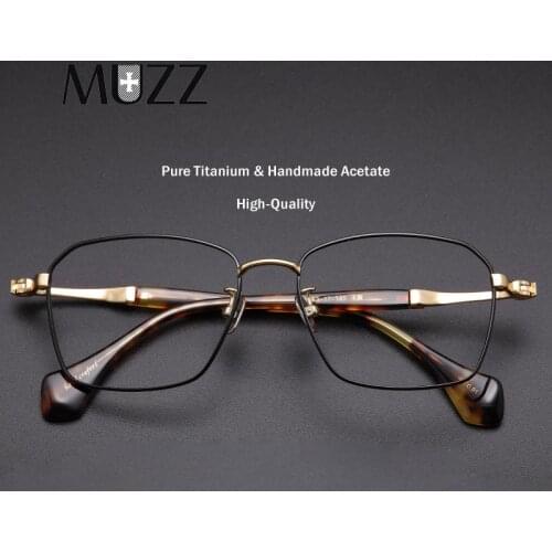 Men Pure Titanium Glasses Frame Myopia Optical Prescription Handmade Acetate Eyeglasses Japan Luxury Retro Women Square Eyewear