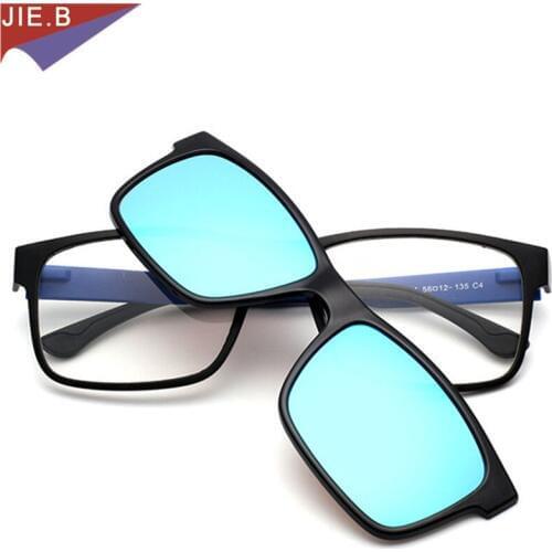 2017 TR90 Glasses Frames Glasses Men Women Spectacles Frame Polarized Magnetic Clip on Optical Eyeglasses Frame Dual Usage