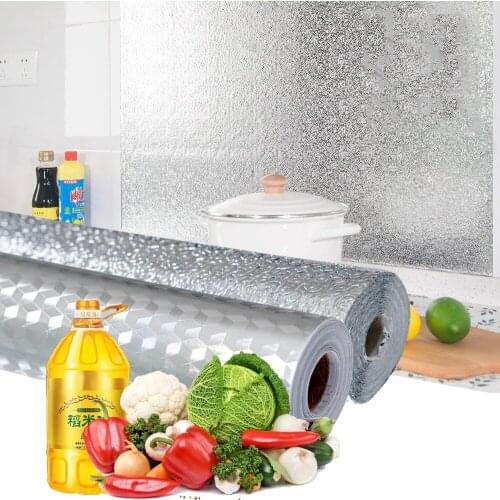 Nano Film for Kitchen Wall Sticker Oil Proof Self Adhesive Wallpaper Aluminum Nanofilm Foil Kicthen Furniture Cabinet Room Decor