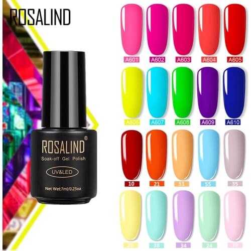 Rosalind Nails Neon Gel Varnish Hybrid Bright For Nail Art Semi Permanent UV Lamp Base Gel Varnish Gel Nail Polish For manicure
