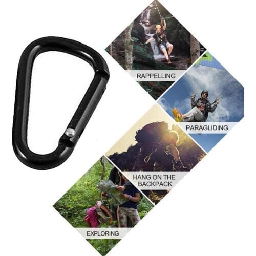 2020 New Hot 10 Pcs Practical Black D Shaped Aluminum Keychain Outdoor Hook Climbing Carabiner Supplies Equipment Alloy P7A8