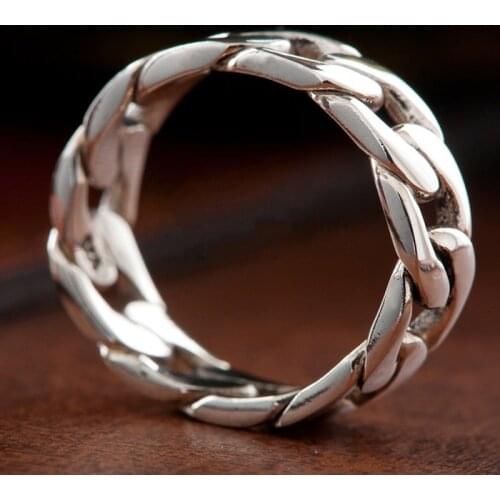 S925 Silver hot popular personalized 925 the trend of pure silver chain ring male Women finger ring fashion brief