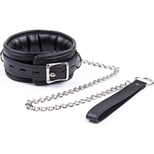 New Style Leather Sponge Bondage Collar With Metal Chain Sex Toys for Women Bondage Gear Adult Games Bdsm Erotic Toys Sex shop