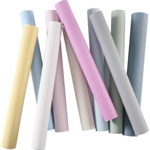 Solid Color PVC Waterproof Self adhesive Wallpaper Roll for Living Room Kids Bedroom Decor Vinyl Wall Paper for Kitchen Cabinet