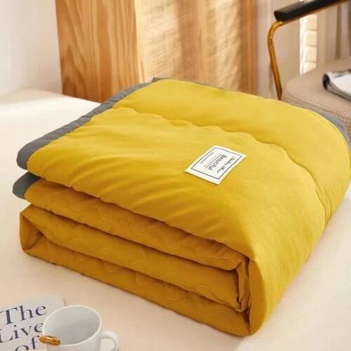 Solid Color Summer Air Conditioning Quilt Double Queen Size Soft Washable Duvet Office Nap Blanket Quilt