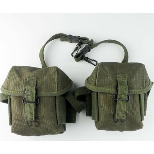 PAIR Vietnam War US Army M16A1 M1956 Pouch Pocket Metal Clasp Canvas Ammo Pouch Military War Reenactments