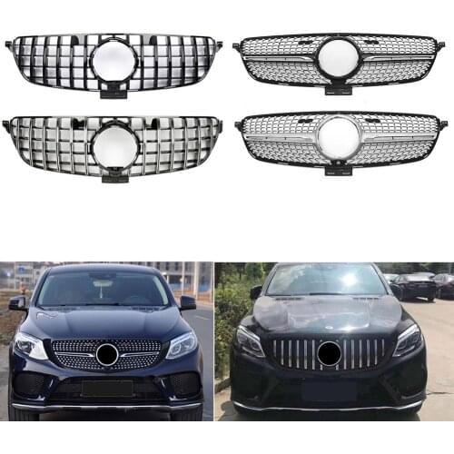 Front Bumper Racing Grill Billet Grille Cover For Mercedes-Benz W166 GLE-Class 2015-2019 Diamond GT