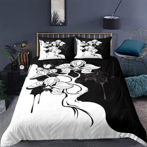 Golden And Black Floral Printed Duvet Cover 3D Bedding set Pillowcase Bedroom Adult Child Single Twin Queen King Quilt Cover